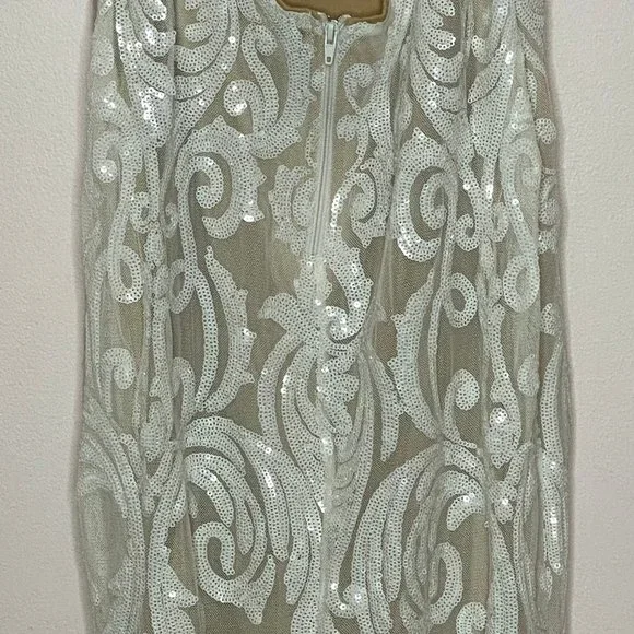 Windsor Meg Formal Sequin Halter Dress White Sz M - Picture 12 of 15
